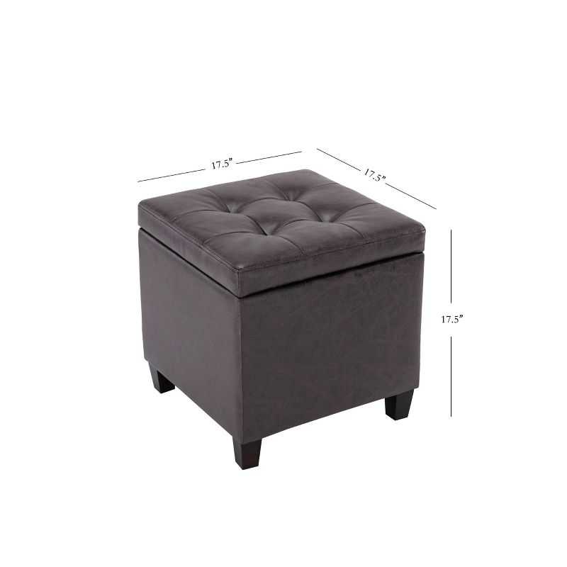 Square Button Tufted Storage Ottoman with Lift Off Lid - WOVENBYRD, 3 of 10