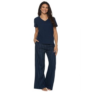 Felina - Mirielle V-Neck Pajama Set - Soft Cotton, Relaxed Fit, All-Season Comfort - 1 of 3