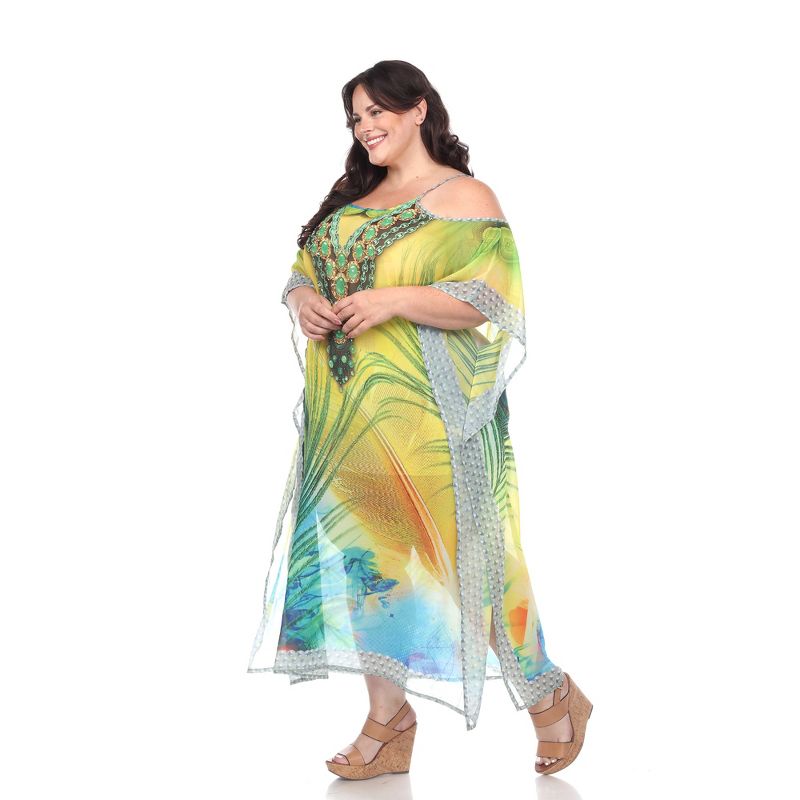 Plus Size Sheer Caftan Maxi Dress - One Size Fits Most Plus - White Mark, 3 of 6