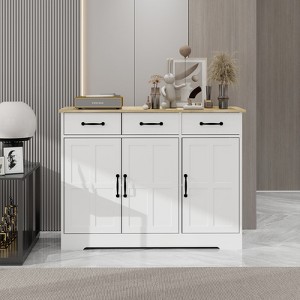 AndMakers White Wood 42.72 in. Sideboard with Shaker Style Design Doors - 1 of 4