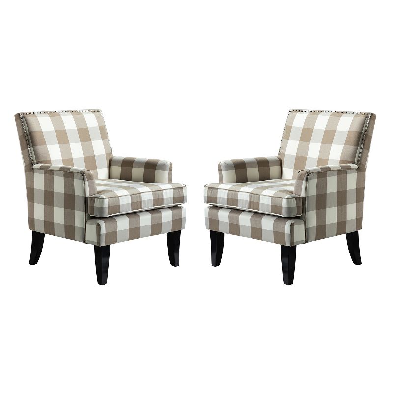 Set of 2 Sara Upholstered Accent Arm Chair with Nail Head Trim | Karat Home-Stripe Red, 1 of 10