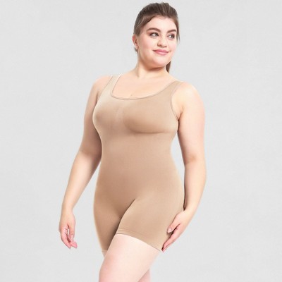 MISSKY Womens Plus Size Shapewear Jumpsuits Square Neck Tank Tops Short Romper Sports Bodysuit Short Catsuit Bodycon Bodysuits Summer Outfits