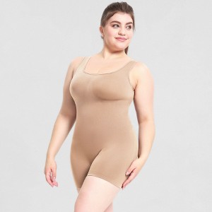 YESFASHION Womens Plus Size Shapewear Jumpsuits Square Neck Tank Tops Short Romper Sports Bodysuit Short Catsuit Bodycon Bodysuits Summer Outfits - 1 of 4