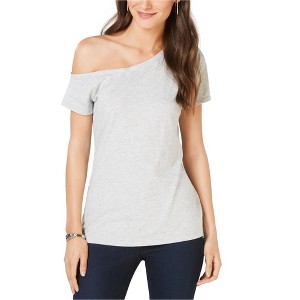 I.N.C International Concepts Womens Off the Shoulder Basic T-Shirt, Grey, Large - 1 of 1