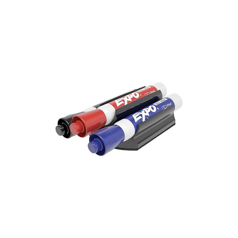 EXPO Magnetic Clip Eraser w/3 Markers Chisel Black/Blue/Red 1 Set 81503, 3 of 9