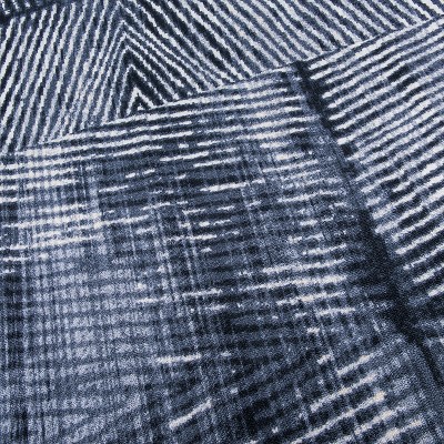 Gray Geometric Stripe Distressed Non-Slip Runner Rug 2' x 7'