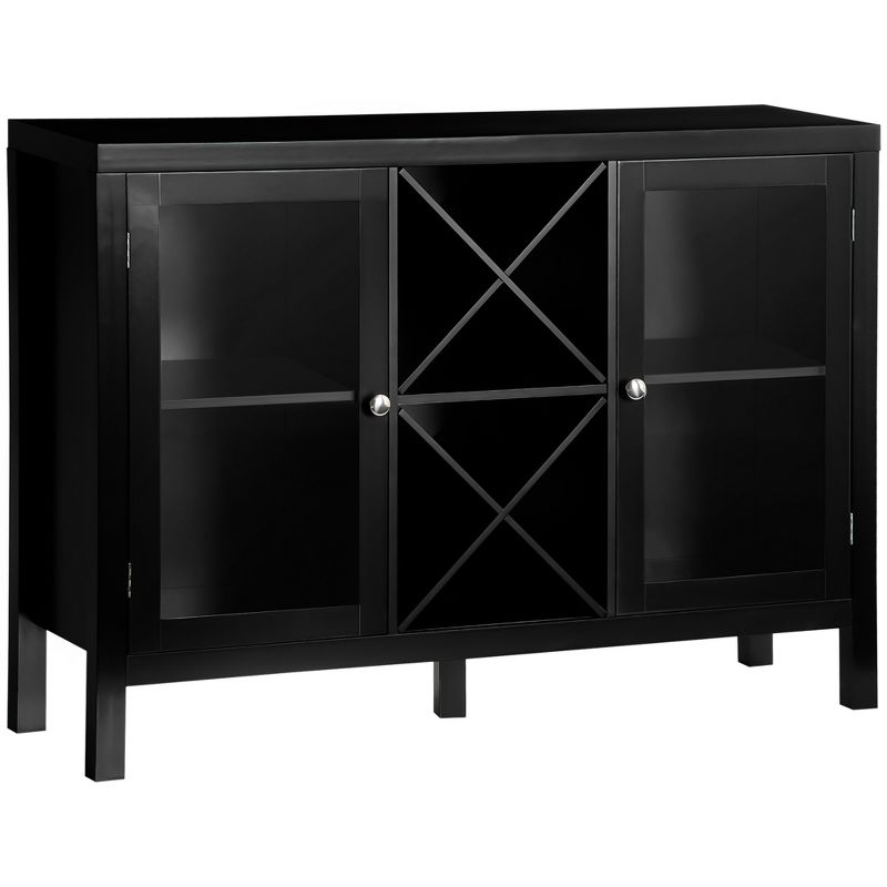 HOMCOM Modern Kitchen Sideboard, Buffet Table with Removable Wine Rack, Glass Door Cabinet and Shelves for Living Room, Kitchen, Entryway, 1 of 7