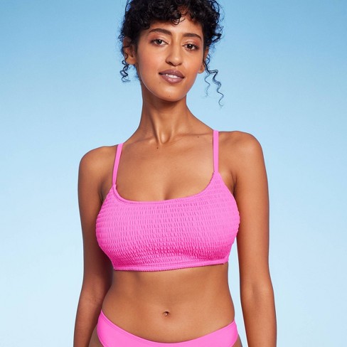 Women's Smocked Bralette Bikini Top - Wild Fable™ Pink D/dd Cup : Target