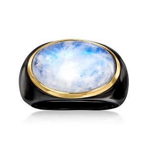 Ross-Simons Moonstone and Black Agate Ring With 14kt Yellow Gold - 1 of 4