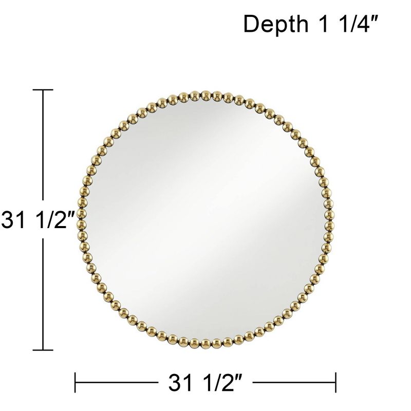 Possini Euro Design Caseves Shiny Gold 31 1/2" Round Framed Wall Mirror, 4 of 8