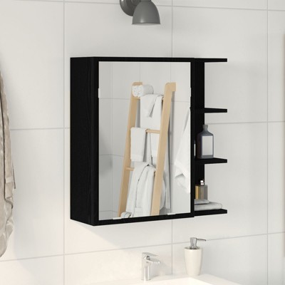 vidaXL Bathroom Mirror Cabinet Black Oak Engineered Wood, Glass