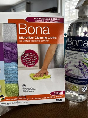 Bona 4-Piece Reusable Multi Surface Cleaning Soft Microfiber Cloth