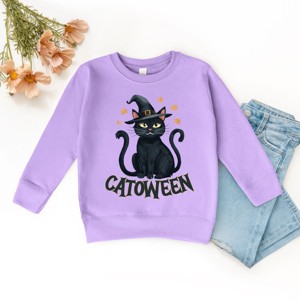 The Juniper Shop Catoween Cat Toddler Sweatshirt - 5/6T - Lavender - 1 of 4
