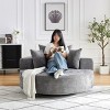 Chenille Swivel Chair – 360-Degree Rotating Accent Chair with Backrest Pillow, Pure Foam Cushion, Modern Living Room Furniture – Cuddlewood - 3 of 4