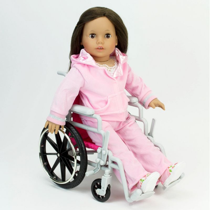 Sophia’s Wheelchair, Cast and Crutches Set for 18" Dolls, Hot Pink, 4 of 8