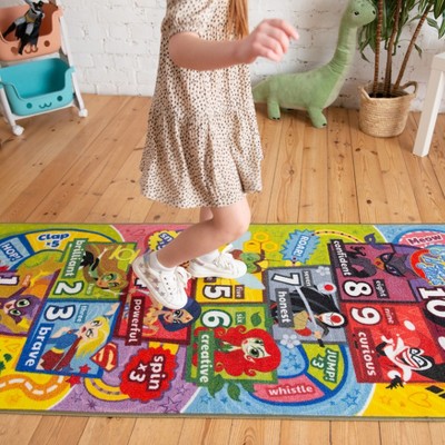 DC Super Hero Girls Educational Hopscotch Rug, 2' 7" x 6' 0"