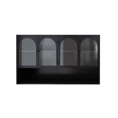 NicBex Modern 4 Glass Door Bathroom Wall Mount Cabinet Medicine Cabinet with 5 Tier Storage Shelves