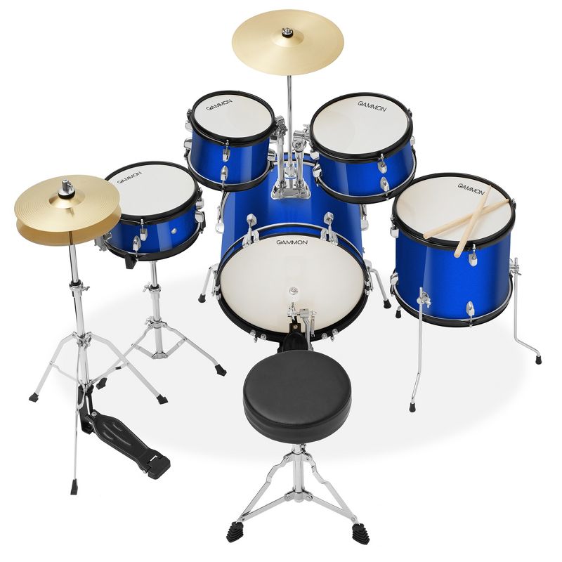 Gammon Percussion 5-Piece Junior Drum Set - Beginner Kit w/ Stool & Stands, 2 of 8