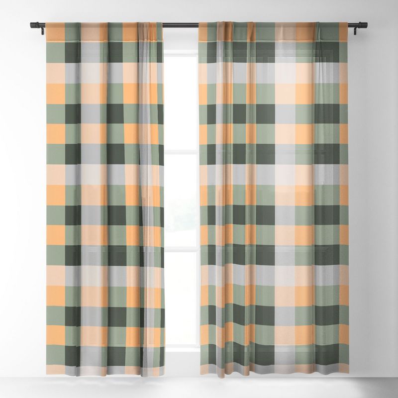Miho retro color illusion Single Panel Sheer Window Curtain - Deny Designs, 2 of 7