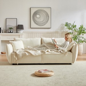 MAYEERTY 88 Inch Modern Living Room Sectional Wide Chenille Triple Sectional Extra 2 Pillows Thick Padded Seat Back Armrests Apartment - 1 of 4