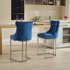 CAVINAS 26" Counter Height Bar Stools with Metal Base,Set of 2 Velvet Barstools with Button Back & Rivet Trim for Kitchen Island & Dining - 3 of 4