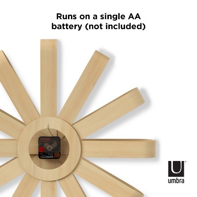 Natural Beech Wood Ribbon Wall Clock, 20" Diameter