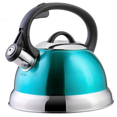 Mr. Coffee Quentin 1.5 Quart Tea Kettle With Fold Down Handle in Blue