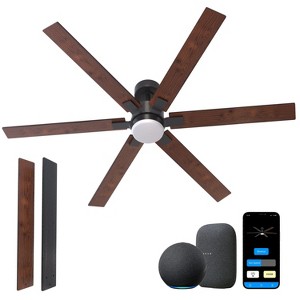 Promounts Smart ONE 60" WiFi Smart Ceiling Fan - Reversible, Color Temp Adjustable LED Light, Walnut - 1 of 1