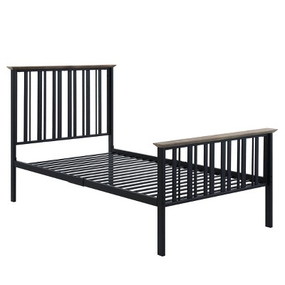 79"Twin Bed Zudora Bed Oak Sand Gary Finish - Acme Furniture: Cotton Upholstery, Chrome Frame