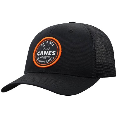 NCAA Miami Hurricanes Men's Black Twill with Hard Mesh Back Hat