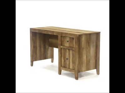 Craftsman Oak Brown Desk with Filing Cabinet and Drawer