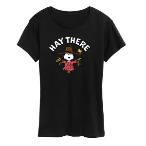 Women's - Peanuts - Snoopy Scarecrow Hay There Short Sleeve Graphic T-Shirt - 1 of 4