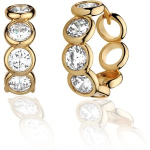 Cubic Zirconia Huggie Earrings 14k Gold Plated Tiny Earrings Small Huggie Hoop Earrings Simple Lightweight Hoops Gift for Women - 1 of 4