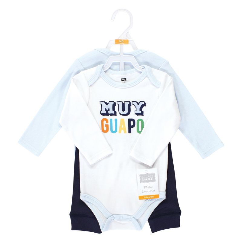 Hudson Baby Infant Boy Cotton Bodysuit and Pant Set, Hola Ladies Long Sleeve, 2 of 6