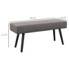 TiramisuBest 39" Velvet Upholstered Bed & Entryway Bench - Steel Legs for Multi-Room Use, Gray - 3 of 4