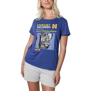 Women's Star Trek Tricorder Manual Loose T-Shirt Royal - 1 of 4