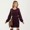 Anna-Kaci Women's Long Sleeve Knit Sweater Dress with Waist Tie Belt and Ribbed Texture - 2 of 4