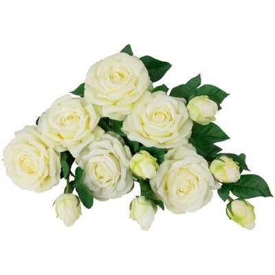 Set of 6 White Real Touch Artificial Rose Stems