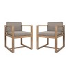 Coolbibila Modern Outdoor Fabric Upholstered Dining Chairs Set of 2,Outdoor Patio Solid Acacia Wood Dining Room Chair,Kitchen Chair - 3 of 4