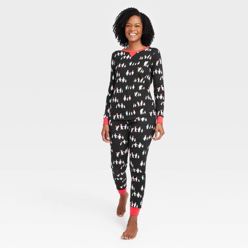 Women's Holiday Penguins Print Matching Family Pajama Set - Wondershop™ Black - image 1 of 3