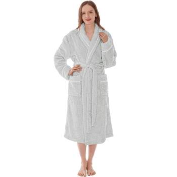PAVILIA Women Plush Fleece Robe, Soft Textured Bathrobe, Lady Cozy Spa Long Robes, Fuzzy Satin Waffle Trim