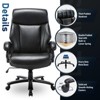 Big and Tall Office Chair 400lbs-Heavy Duty Executive Desk Chair with Extra Wide Seat, High Back Ergonomic Leather Computer Chair-Black - 2 of 4