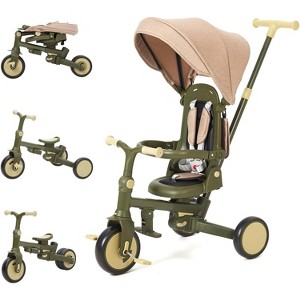 7-in-1 Foldable Baby Tricycle with Adjustable Parent Handle,Toddler Trike with Safety Harness - 1 of 4
