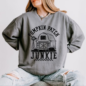 Simply Sage Market Pumpkin Patch Junkie Barn Lightweight Garment Dyed Sweatshirt - 1 of 3