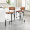 Vintage Brown Faux Leather 40.2" H Barstool Set of 2, Steel Frame by Zuo Modern - 2 of 4