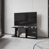 GlasFlength TV Stands and Consoles TV Console Table TV Center TV Stand with Open Storage Shelves for Living Room, Black, 13.7"*47.4"*17.8" - 2 of 4
