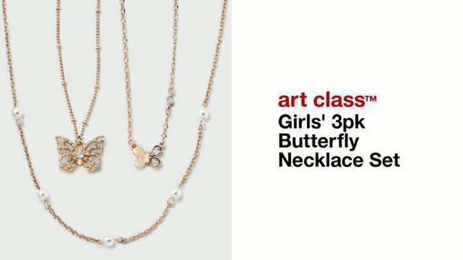 Girls&#39; 3pk Butterfly Necklace Set - art class&#8482;, 2 of 6, play video