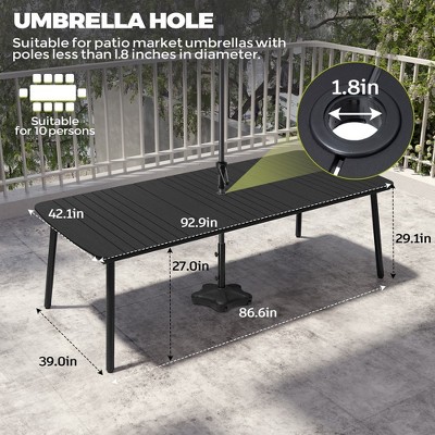 Crestlive Products Outdoor Dining Table for 4-6 People Patio Rectangle Table, Aluminum Frame with Durable Wood-Like Tabletop and Umbrella Hole