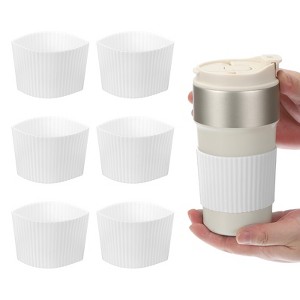 Unique Bargains Silicone Protective Heat Resistant Non Slip Coffee Cup Sleeve 6 Pcs - 1 of 4