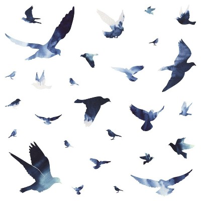 Blue Birds in Flight Peel and Stick Vinyl Wall Decals